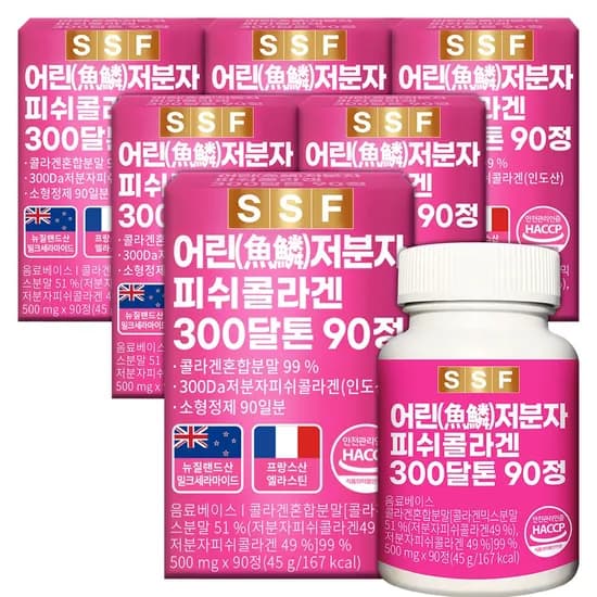 순수식품 300달톤 저분자 피쉬 콜라겐 90정 6박스