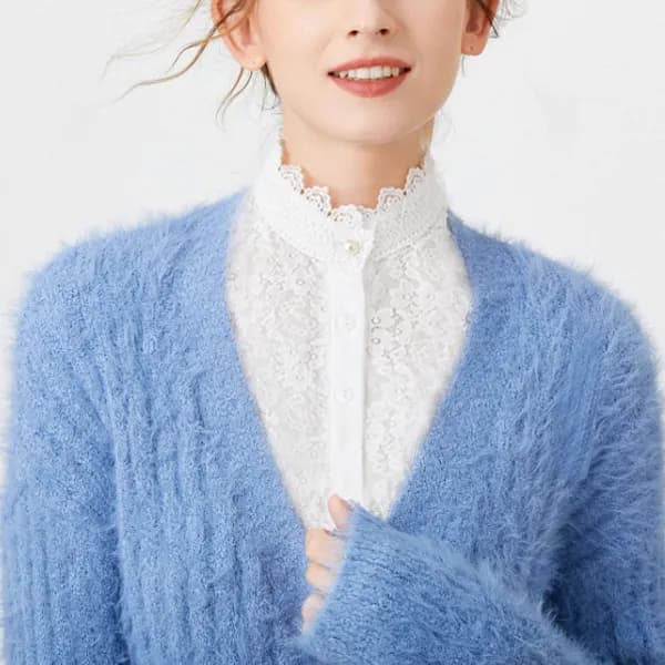 라일리 진주 포인트 레이스 페이크카라 블랙