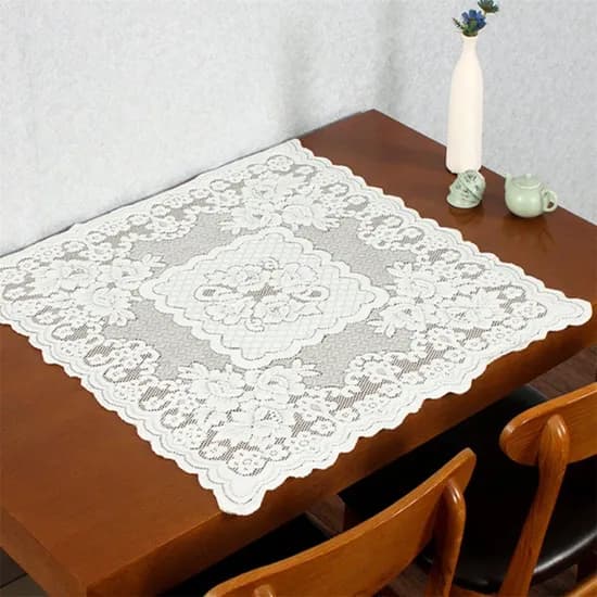 스텔라픽스 레이스 식탁보 테이블러너 아이보리 플라워 76x76cm 1개