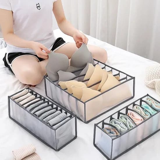 칸칸 속옷 수납 정리 케이스 메쉬망 그레이 11칸 1개