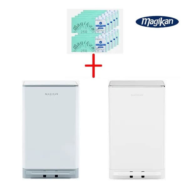 매직캔 히포2 오토실링 휴지통 MH250WCRA+250R5BC 크롬화이트 275x235x470mm 리필 5개 1개