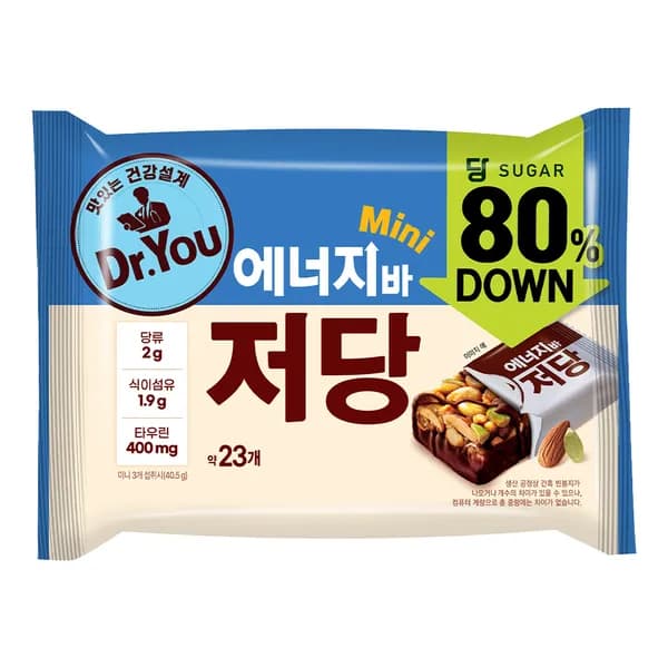 오리온제과 닥터유 에너지바 미니 저당 324g 23개