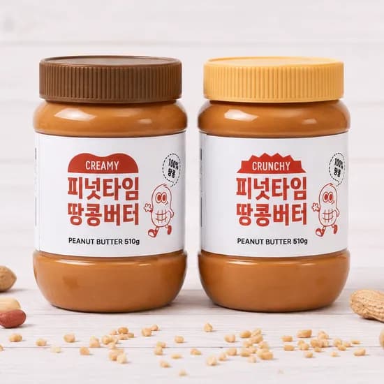 피넛타임 크런치 땅콩버터 무가당 510g 2개
