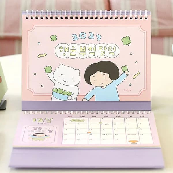 인디고 귀여운 일러스트 탁상달력 2027 행운부적 미니 1개