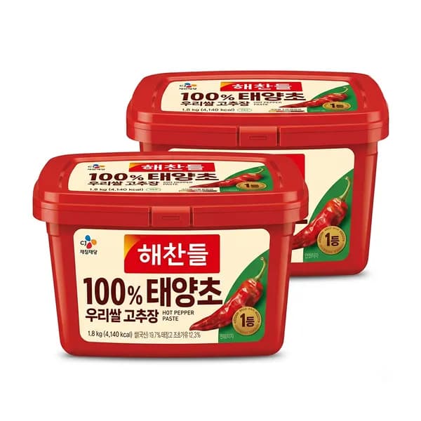 CJ제일제당 해찬들 우리쌀로 만든 태양초 골드고추장 1.8kg 2개