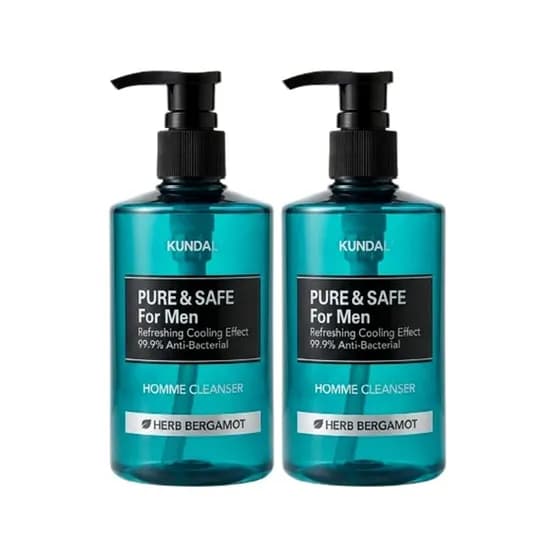 쿤달 퓨어 앤 세이프 쿨링 남성청결제 허브베르가못 300ml 2개