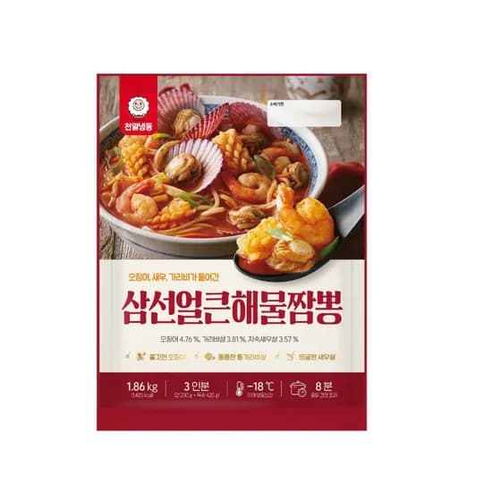 천일식품 삼선얼큰해물짬뽕 3인분 1.86kg 1개