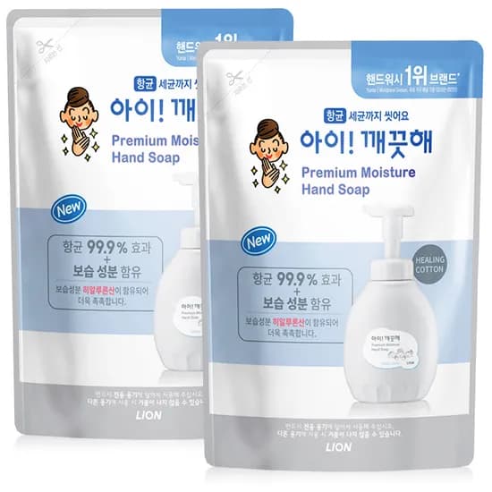 아이깨끗해 코튼 핸드워시 리필 600ml 2개