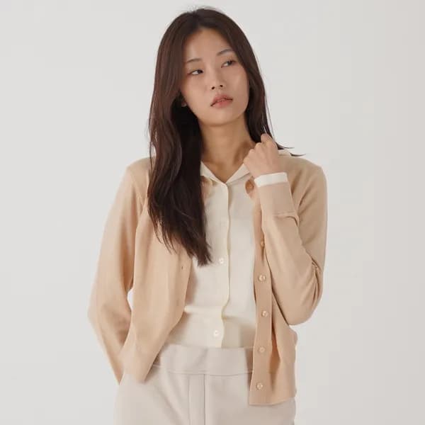 라스튜디오 후드 레이어드 니트 가디건 아이보리 66