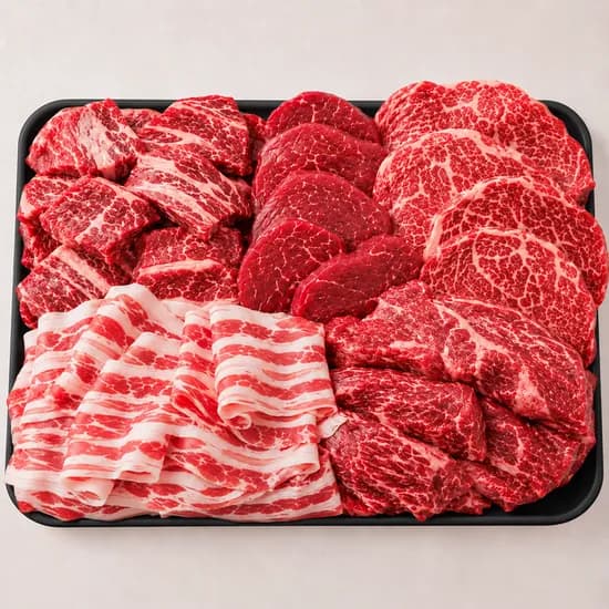 소고기 구이용 모듬세트, 갈비살 + 안심살 + 등심살 + 업진살 + 우삼겹, 800g, 1개