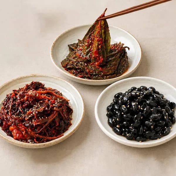 반찬세트 3종 양념깻잎 콩자반 고들빼기무침 300g 3개