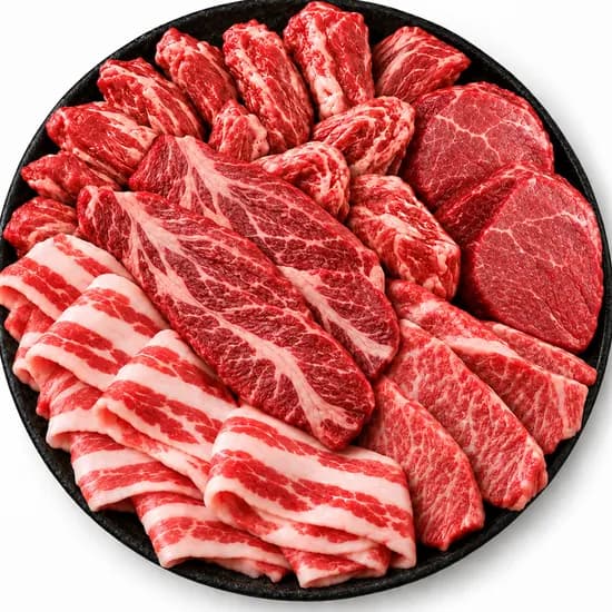 배부른 한판 세트 소고기, 소갈비살 200g + 안심살구이 200g + 업진살 200g + 우삼겹 200g + 척아이롤등심 200g, 1kg, 1박스
