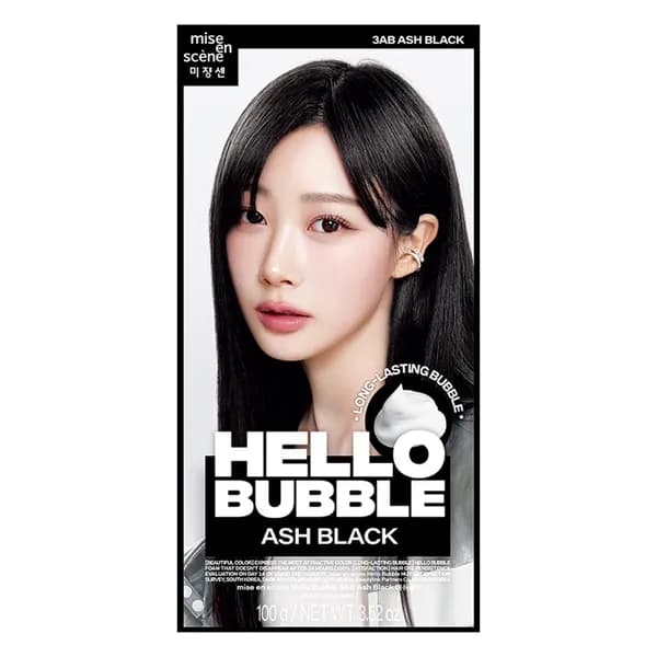 미쟝센 뉴 헬로버블 셀프 거품 염색약 3AB애쉬블랙 100g 2개