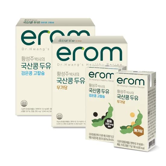 이롬 국산콩 두유 고칼슘 190ml 16개 + 무가당 190ml 16개 1세트