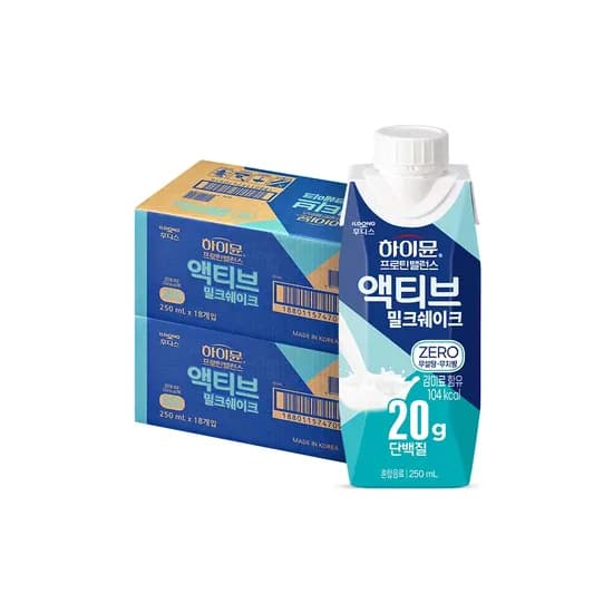 하이뮨 프로틴 밸런스 액티브 제로 밀크쉐이크 250ml 36개