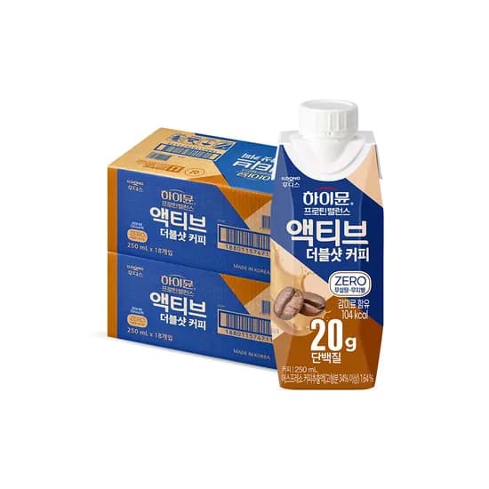 하이뮨 프로틴 밸런스 액티브 제로 더블샷커피 250ml 36개