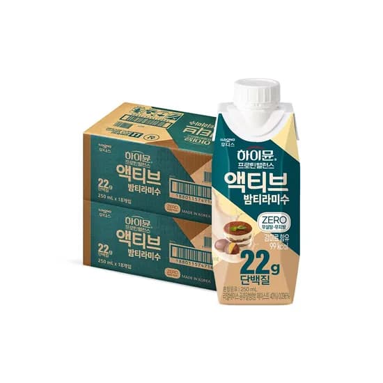 일동후디스 하이뮨 프로틴 밸런스 액티브 22g 밤티라미수맛 ZERO 250ml 18개