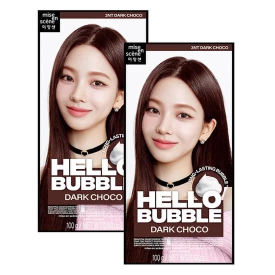 미쟝센 뉴 헬로버블 염색약 3NT 다크초코 셀프 거품 염색약 100g 1+1 구성 총 2개