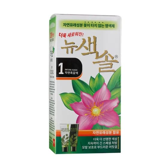 색솔 허브 칼라크림 옻타지 않는 염색약 1호 자연흑갈색 1개