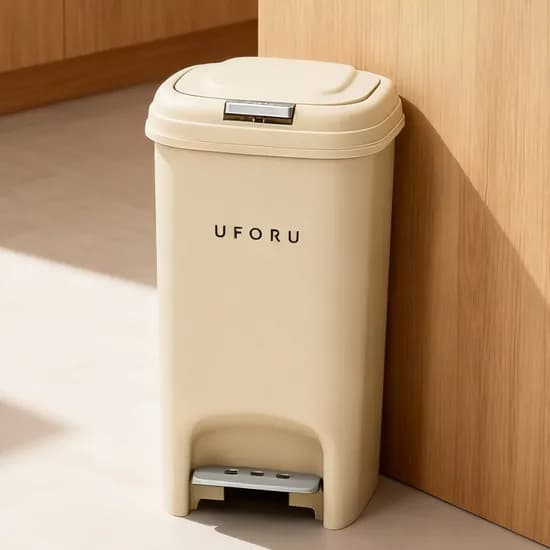 UFORU 포르 투버튼 페달 휴지통 베이지 20L 1개