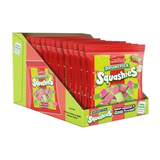 Swizzels 스쿼시스 드럼스틱 사워체리 & 사과 젤리 100g 6개