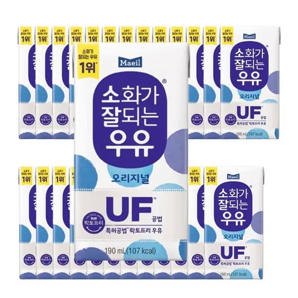 매일유업 소화가 잘되는 우유 오리지널 멸균 락토프리 190ml 24개