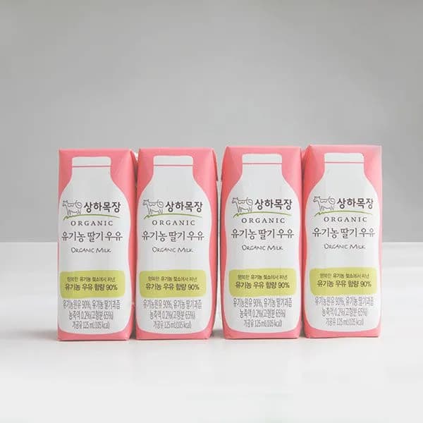상하목장 유기농 딸기우유 125ml 4개