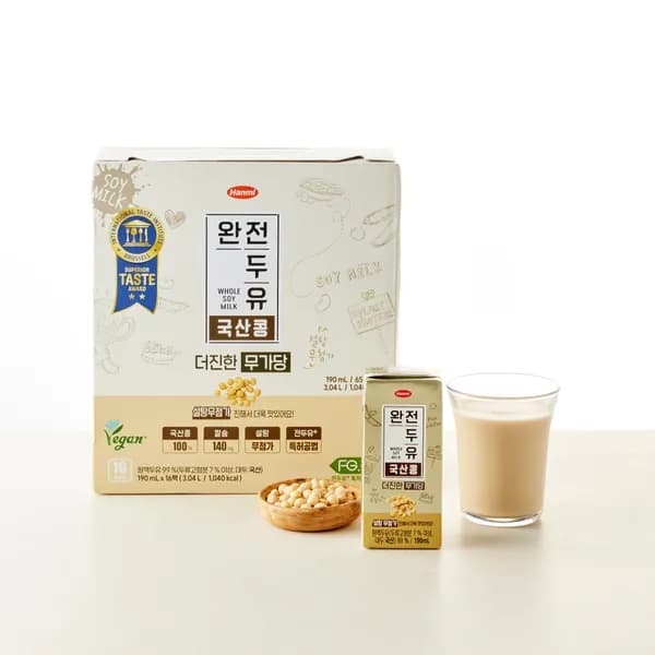 정식품 완전두유 더진한 국산콩 무가당 190ml 16입 9,600원