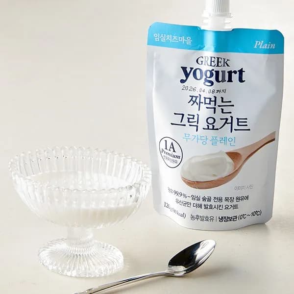 임실치즈마을 짜먹는 그릭요거트 무가당 플레인 120g 4개입