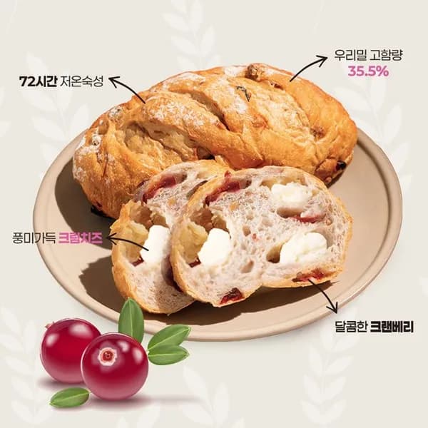엘로이 우리밀35 유크림 리얼버터 크림치즈 수제 깜빠뉴 240g 2개