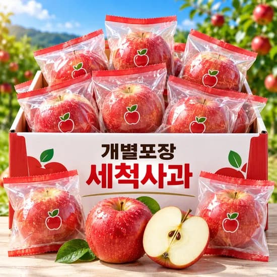 꿀브릭스 세척사과 껍질째먹는 햇사과 3kg 1개