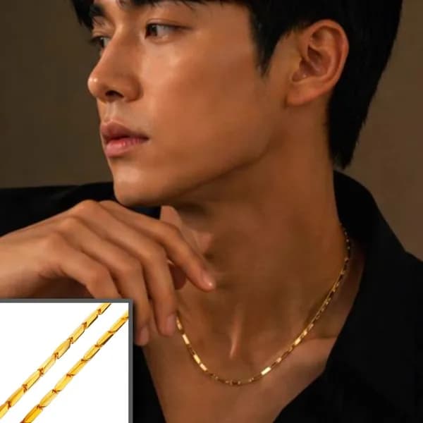 남성 3mm 체인 목걸이 18K도금 55cm 1개