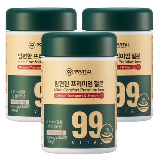 99바이탈 맘편한 프리미엄 철분 360정 3개