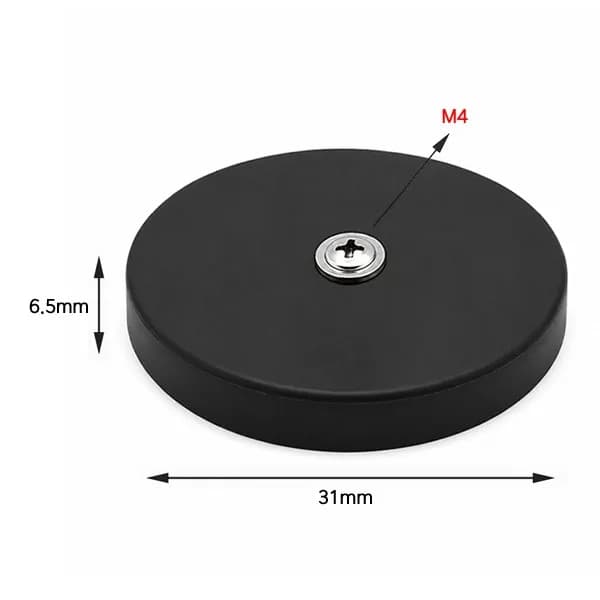 우리파파 고무 코팅 네오디움 원형 자석 31mm 평나사 M4 1개 5,300원