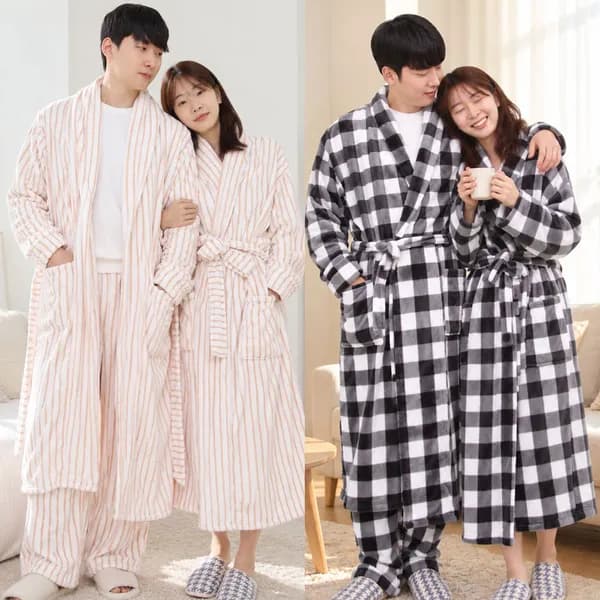 하랑이플 겨울 밍크 커플가운 블랙 2XL 1개
