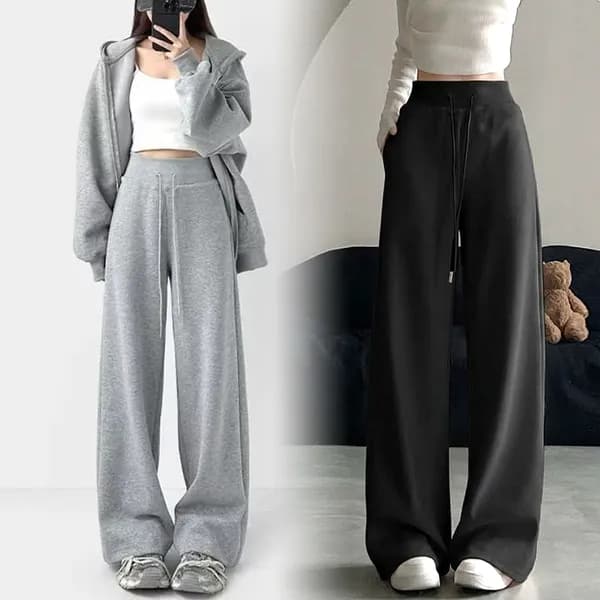 여성 통바지 와이드팬츠 그레이 2XL