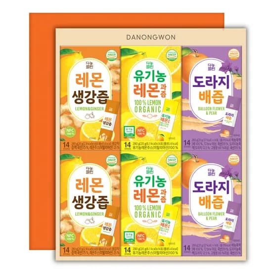 다농원 건강즙 선물세트 유기농 레몬즙 2박스 레몬생강즙 2박스 도라지배즙 2박스 1세트