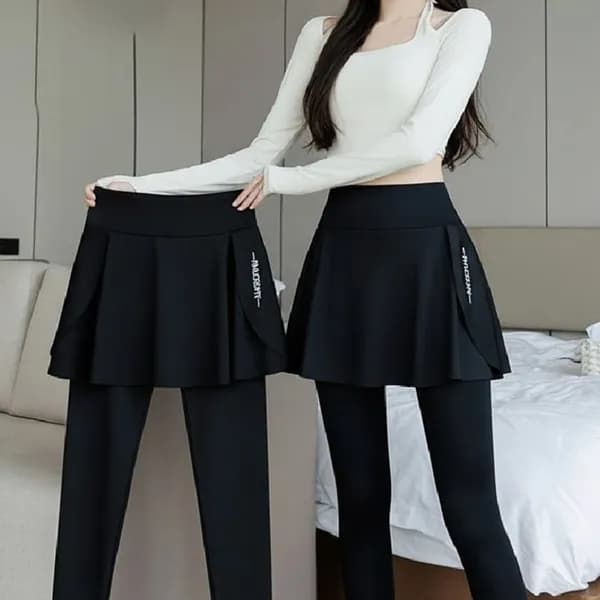 여성 치마 레깅스 일체형 랩스커트 블랙 L