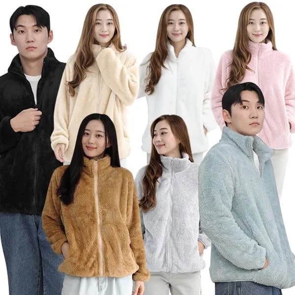 남녀공용 겨울 후리스 집업 점퍼 블랙 L