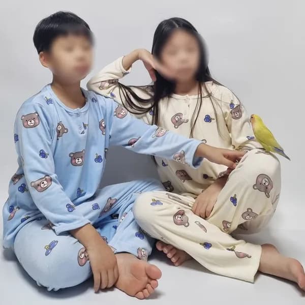 아동 곰 수면잠옷 세트 네이비 85