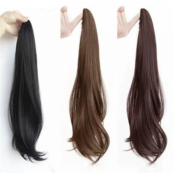 포니테일 부분가발 웨이브 다크브라운 30cm