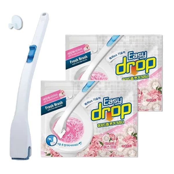 이지드롭 변기크리너 리필브러쉬 화이트머스크향 2팩