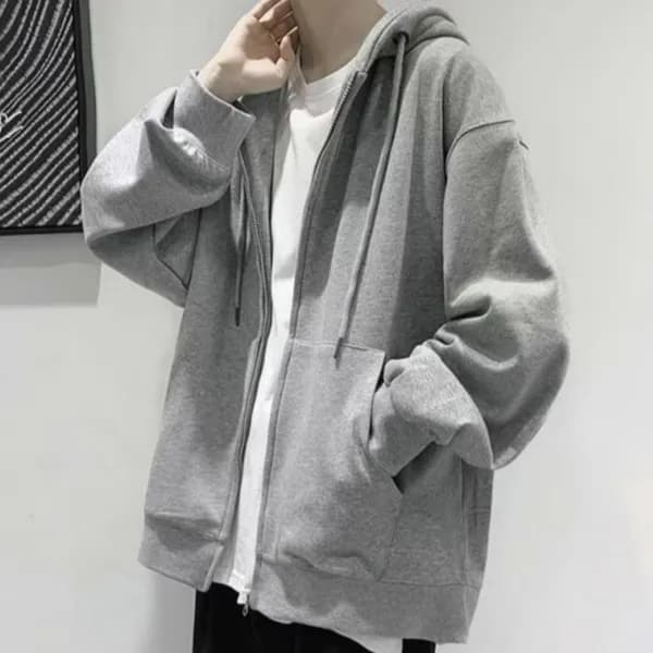 남녀공용 무지 기모 오버핏 후드 집업 블랙 5XL