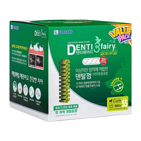 포켄스 덴티페어리 클로로필 강아지 덴탈껌 SS 170개입 860g 1개