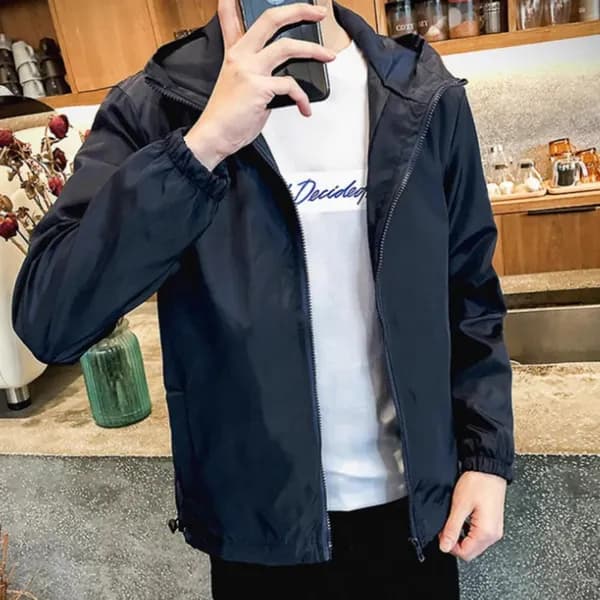 남녀공용 바람막이 후드 윈드자켓 블랙 3XL