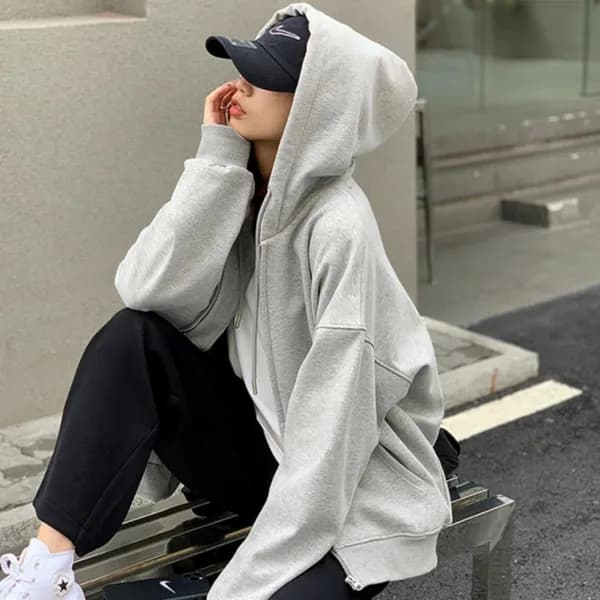 남녀공용 오버핏 루즈핏 간절기 후드집업 NF660 그레이 5XL