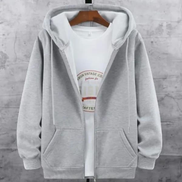 남녀공용 무지 기모 오버핏 후드 집업 블랙 4XL