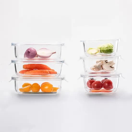 로로보아 클리어 내열 유리용기 혼합형 6종 세트 정사각 320ml 3개 직사각 400ml 3개 6개