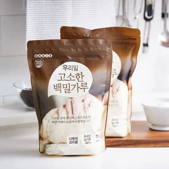 우리밀 고소한 백밀가루 750g 2팩