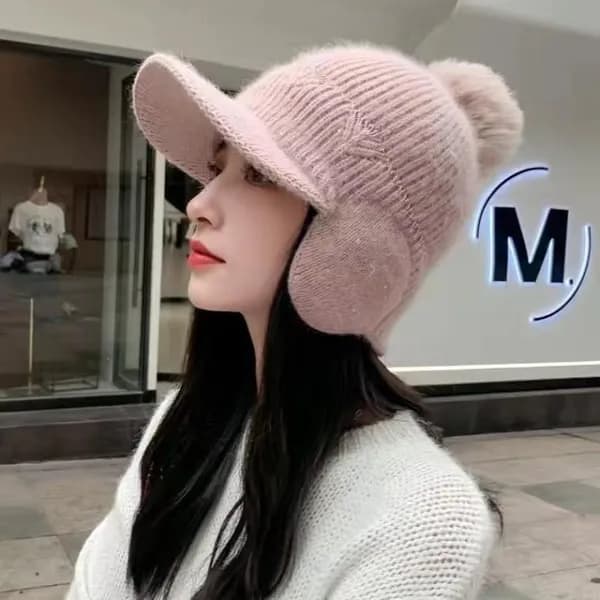 NMpina 여성 풀오버 이어 니트모자 베이지 1개